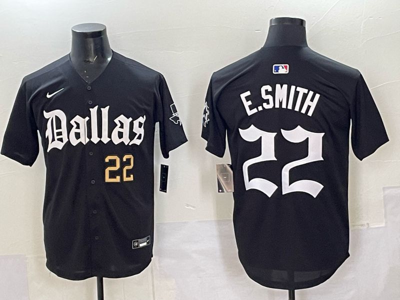 Men 2025 Nike Dallas Cowboys 22 E.Smith Black 5th generation Joint Name Limited NFL Jersey 06